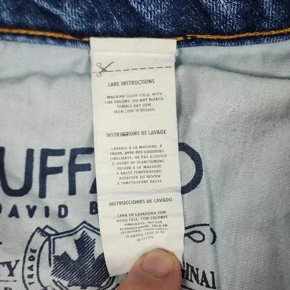 Buffalo David Bitton Mens Jeans Straight Six Stretch Size 34x34 Blue Distressed - Picture 12 of 16